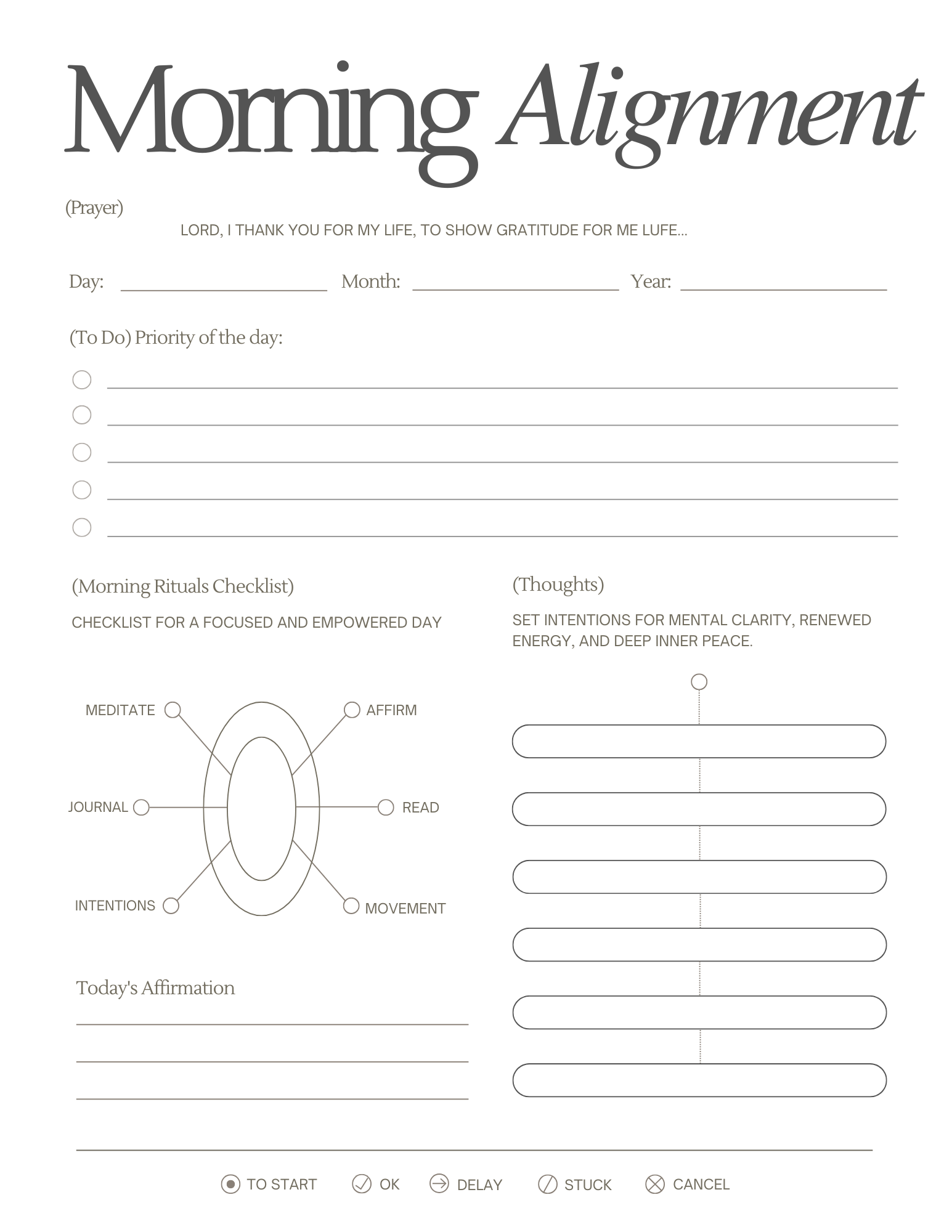 Morning Alignment sheet preview